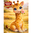 🦒 Kawaii Diamond Painting „Süße Giraffe mit Blume“ – Niedliches DIY Motiv