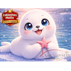 🦭 Kawaii Diamond Painting Set „Süße Robbe mit Seestern“ – Niedliches DIY Motiv