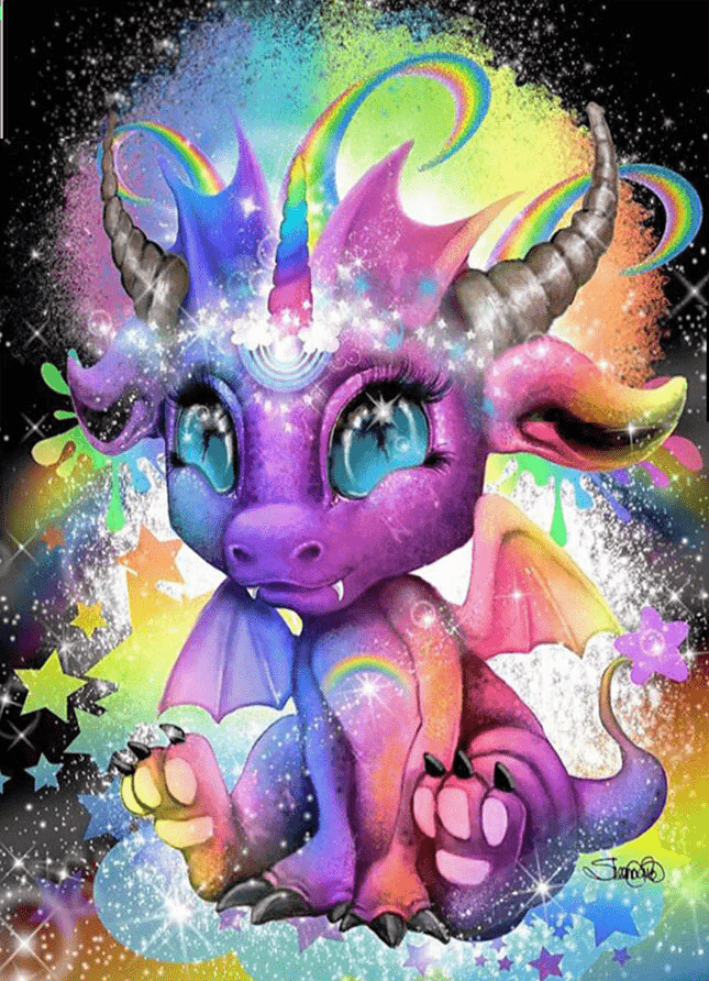 Kleiner bunter Drache - 5D DIY Diamond Painting - Kreativsein.shop