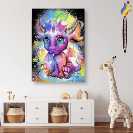 Kleiner bunter Drache - Malen nach Zahlen - Kreativsein.shop
