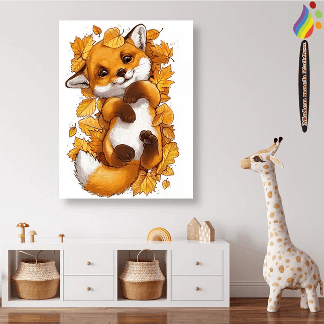 Kleiner Fuchs im Herbstlaub - Malen nach Zahlen - Kreativsein.shop