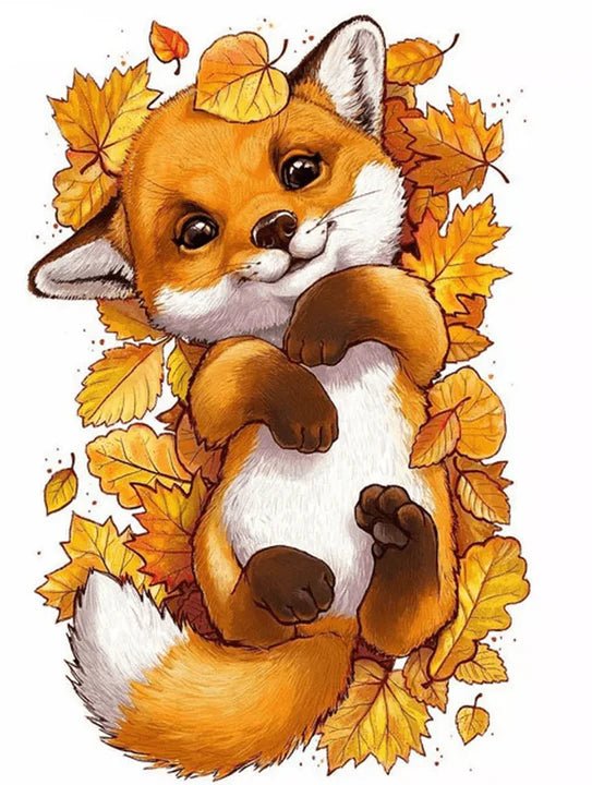 Kleiner Fuchs im Herbstlaub - Malen nach Zahlen - Kreativsein.shop