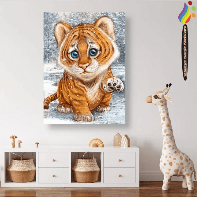 Kleiner Tiger im Winter - Malen nach Zahlen - Kreativsein.shop