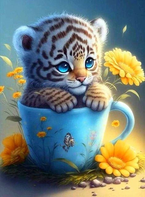 Kleiner Tiger in Tasse - 5D DIY Diamond Painting - Kreativsein.shop
