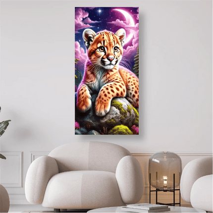 Kleiner Tiger mit Mond - 5D DIY Diamond Painting - Kreativsein.shop