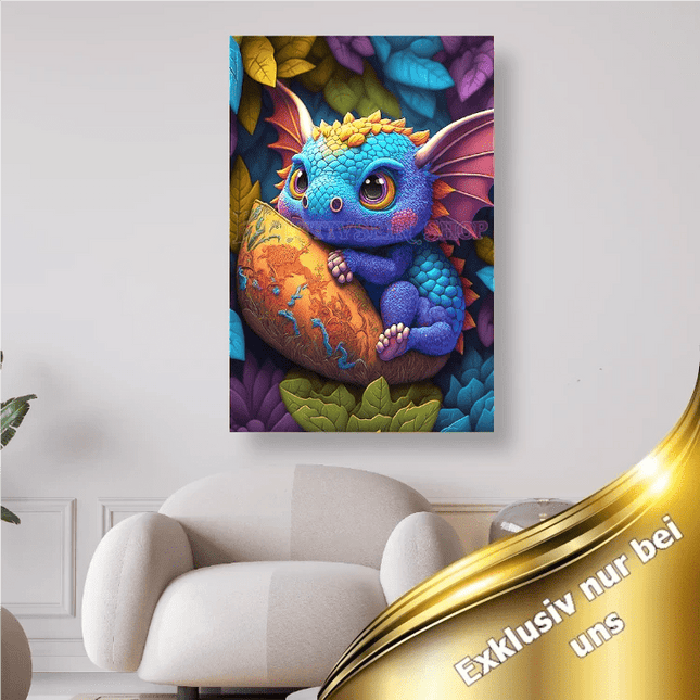 Kleines blaues Drachenbaby - 5D DIY Diamond Painting - Kreativsein.shop