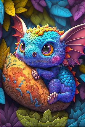 Kleines blaues Drachenbaby LA - 5D DIY Diamond Painting - Kreativsein.shop
