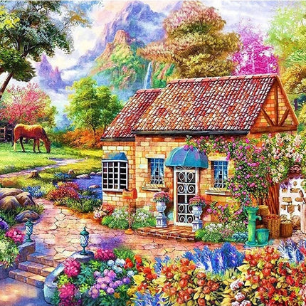 Kleines Landhaus im grünen - Voll AB 5D DIY Diamond Painting - Kreativsein.shop
