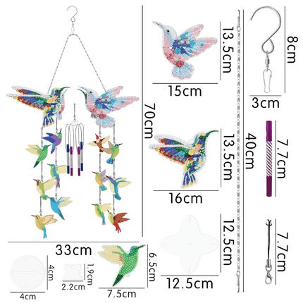 Kolibri Windspiel gross - Diamond Painting - Kreativsein.shop