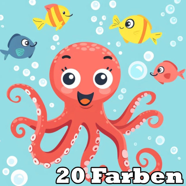 Krake mit Fische Kindermotiv - 5D DIY Diamond Painting - Kreativsein.shop