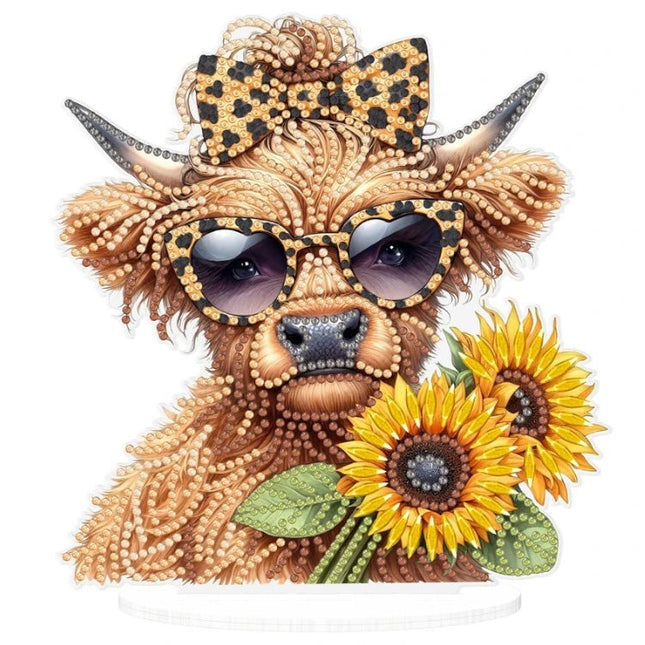 Kuh mit Sonnenblumen Aufsteller - Diamond Painting - Kreativsein.shop