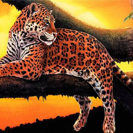 Leopard liegend auf einem Baum - 5D DIY Diamond Painting - Kreativsein.shop