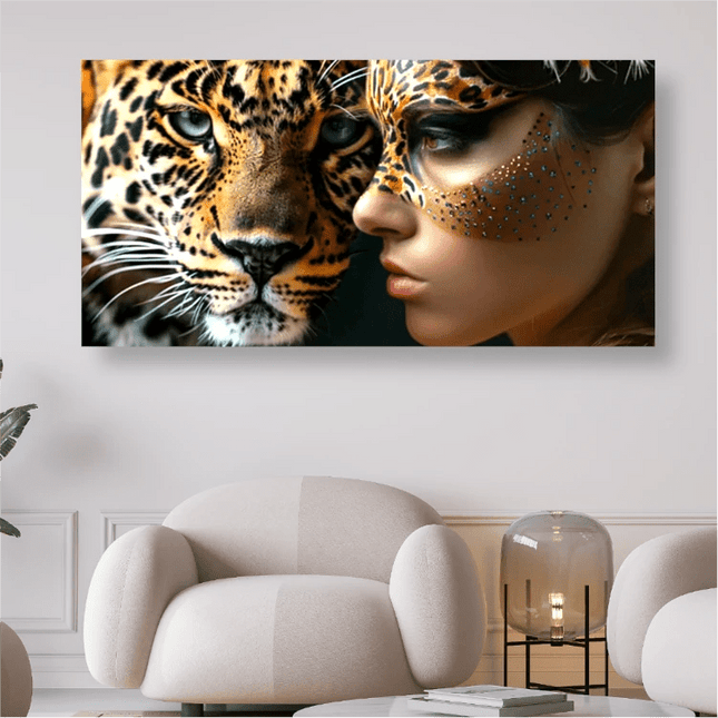 Leopard und Frau - 5D DIY Diamond Painting - Kreativsein.shop
