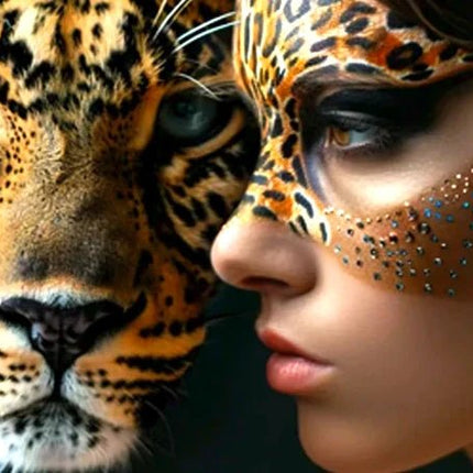 Leopard und Frau - 5D DIY Diamond Painting - Kreativsein.shop