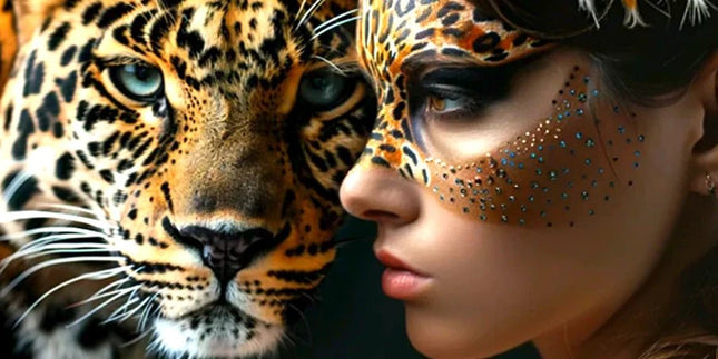 Leopard und Frau - 5D DIY Diamond Painting - Kreativsein.shop