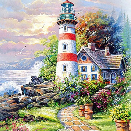 Leuchtturm am Meer - Voll AB 5D DIY Diamond Painting - Kreativsein.shop