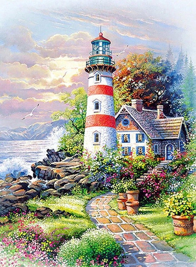Leuchtturm am Meer - Voll AB 5D DIY Diamond Painting - Kreativsein.shop