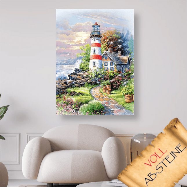 Leuchtturm am Meer - Voll AB 5D DIY Diamond Painting - Kreativsein.shop