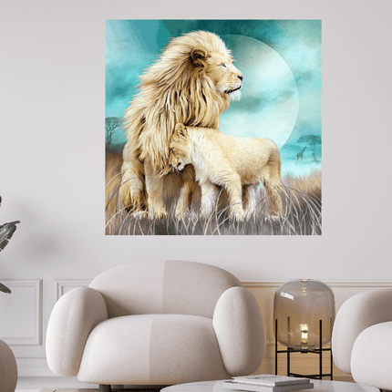 Löwe mit seinem Jungen - 5D DIY Diamond Painting - Kreativsein.shop