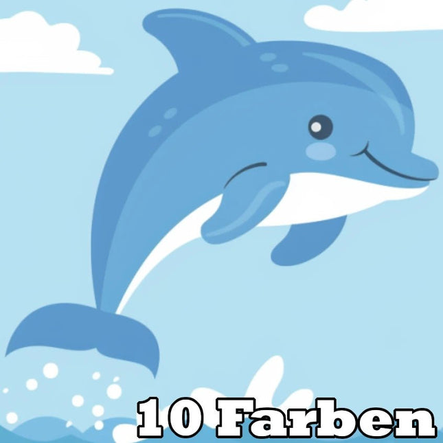 Lustiger Delphin Kindermotiv - 5D DIY Diamond Painting - Kreativsein.shop