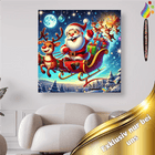 Lustiger Weihnachtsmann im Schlitten mit Rentieren - Malen nach Zahlen - Kreativsein.shop