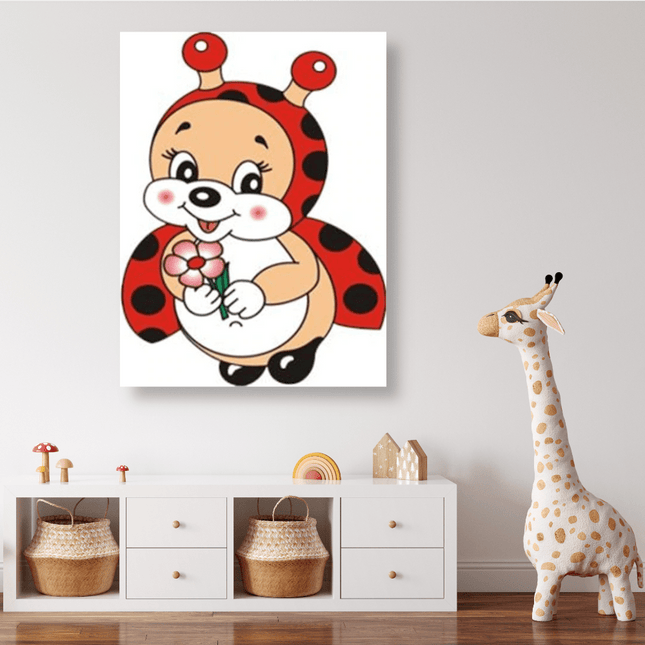 Marienkäfer mit Blume in der Hand - 5D DIY Diamond Painting - Kreativsein.shop