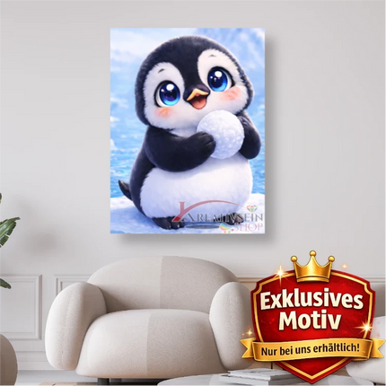 🐧 Kawaii Diamond Painting Set „Süßer Pinguin mit Schneeball“ – Winterliches DIY Motiv