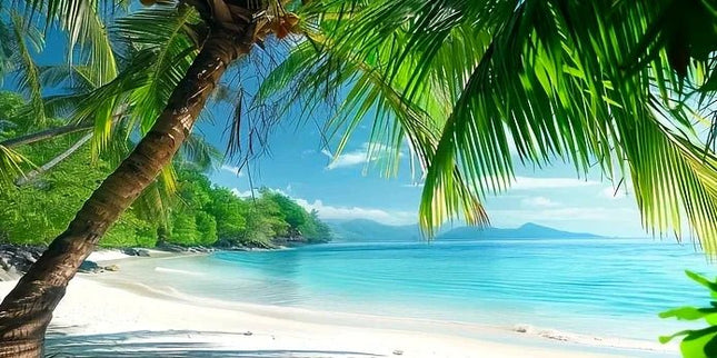 Sandstrand am Meer mit Palmen - 5D DIY Diamond Painting - Kreativsein.shop