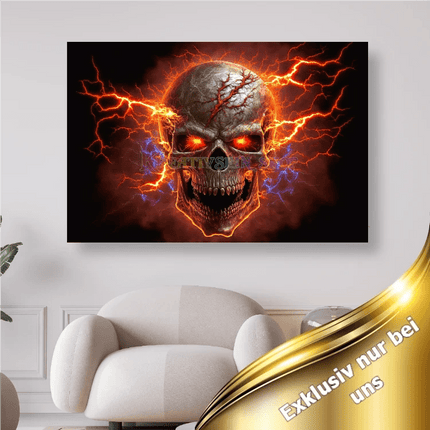 Schädel mit glühenden roten Augen - 5D DIY Diamond Painting