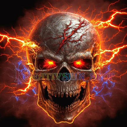 Schädel mit glühenden roten Augen - 5D DIY Diamond Painting