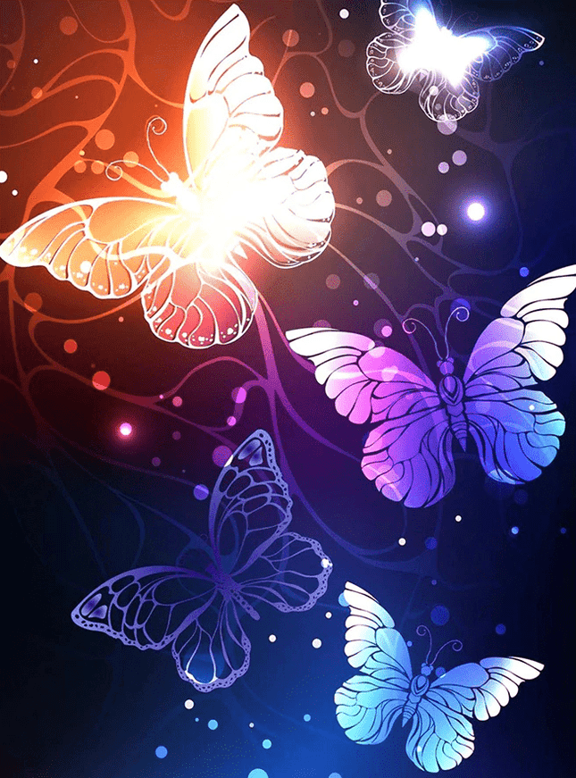 Schmetterlinge mit dunklem Hintergrund - 5D DIY Diamond Painting - Kreativsein.shop