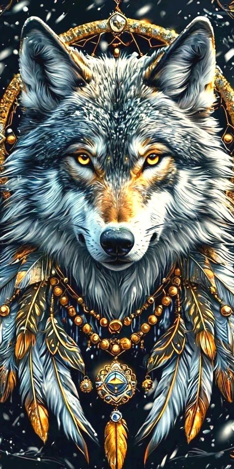 Schwarzer Wolf Traumfänger - 5D DIY Diamond Painting - Kreativsein.shop