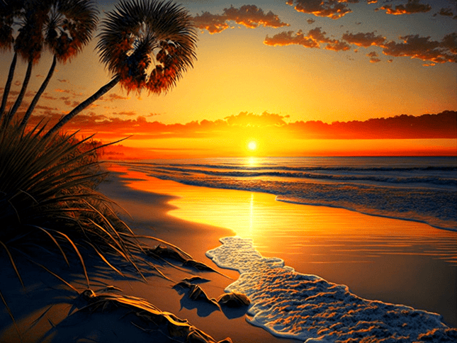 Sonnenuntergang am Meer - Malen nach Zahlen - Kreativsein.shop