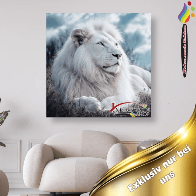 Weisser Löwe - Malen nach Zahlen - Kreativsein.shop