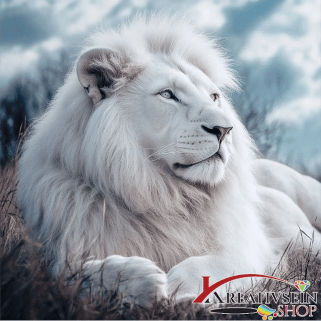 Weisser Löwe - Malen nach Zahlen - Kreativsein.shop