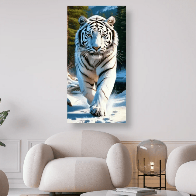 Weisser Tiger im Schnee - 5D DIY Diamond Painting - Kreativsein.shop