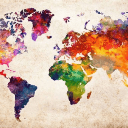 Weltkarte Gelb Rot - 5D DIY Diamond Painting - Kreativsein.shop