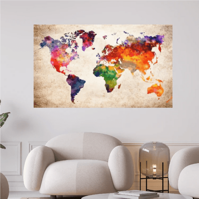 Weltkarte Gelb Rot - 5D DIY Diamond Painting - Kreativsein.shop