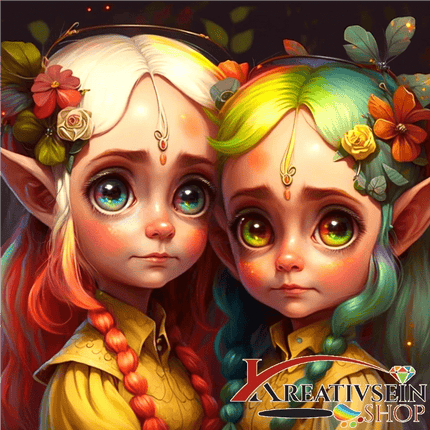 Zwei kleine Elfen - Malen nach Zahlen - Kreativsein.shop