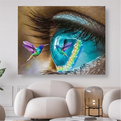 Auge mit buntem Kolibri - Diamond Painting Kreativ sein shop