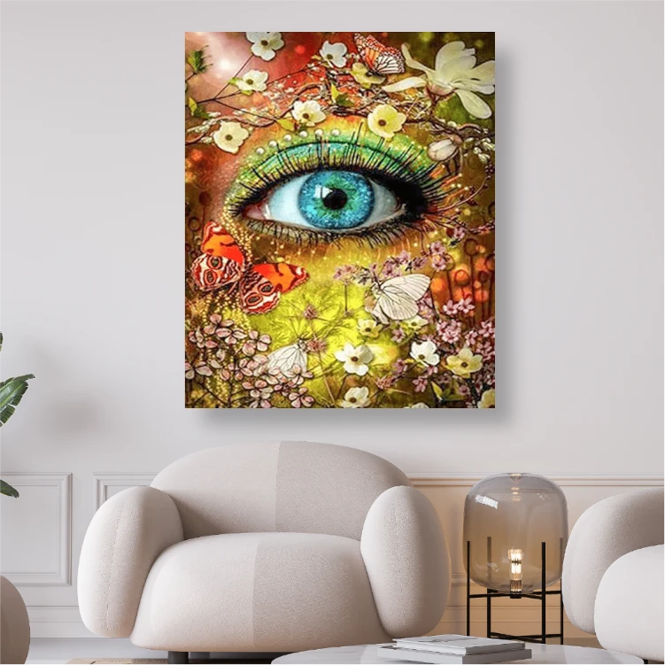 Auge mit Schmetterlingen und Blumen - Diamond Painting kreativ sein shop