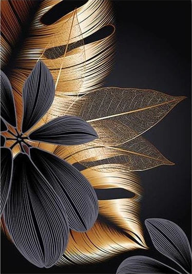 Blätter in Schwarz und Gold - Diamond Painting kreativ sein shop