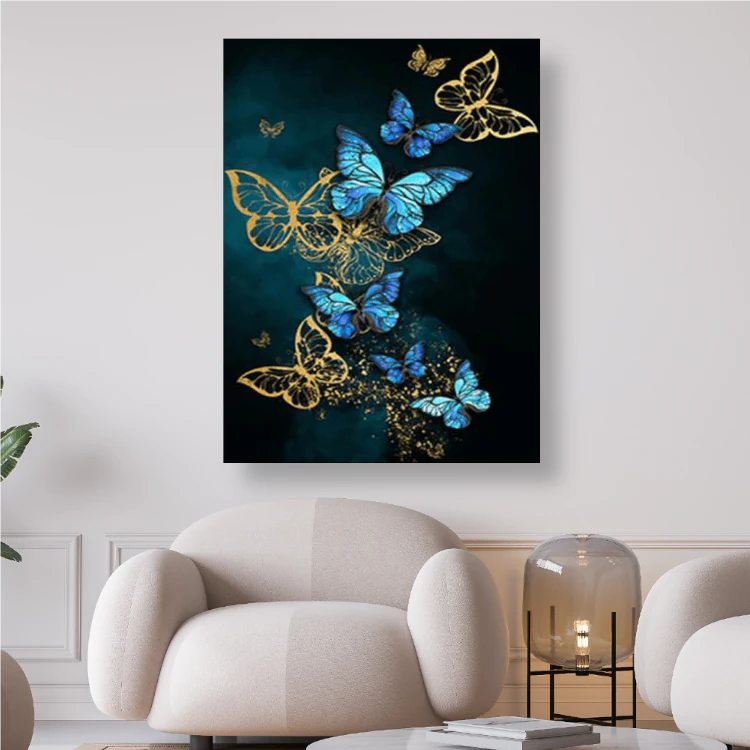 Blaue und goldene Schmetterlinge - Diamond Painting kreativsein shop