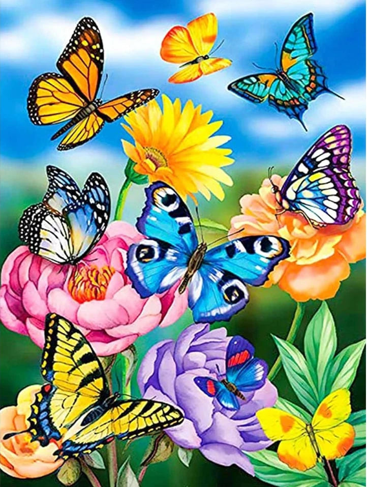 Die Blumenwiese der Schmetterlinge - Voll AB Diamond Painting Kreativsein Shop