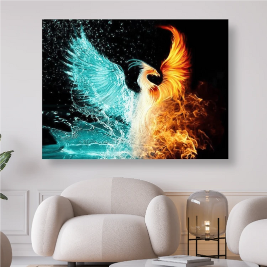 Feuervogel der Elemente Feuer Wasser Phoenix - Diamond Painting Kreativsein shop
