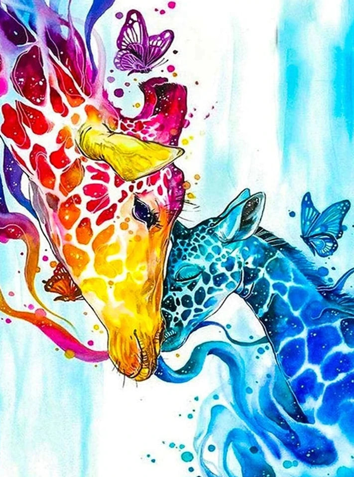 Giraffen Liebe mit Schmetterlinge - Voll AB Diamond Painting Kreativsein Shop