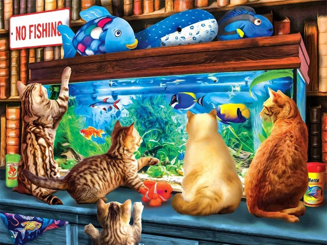 Katzen vor dem Aquarium - Voll AB Diamond Painting kreativ sein shop