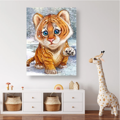Kleiner Tiger im Winter - Diamond Painting Kreativsein.shop