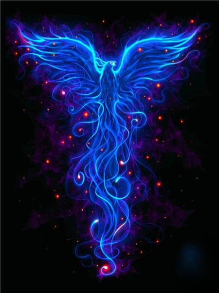 Blauer aufrechter Feuervogel Phoenix | Diamond Painting - Kreativsein.shop