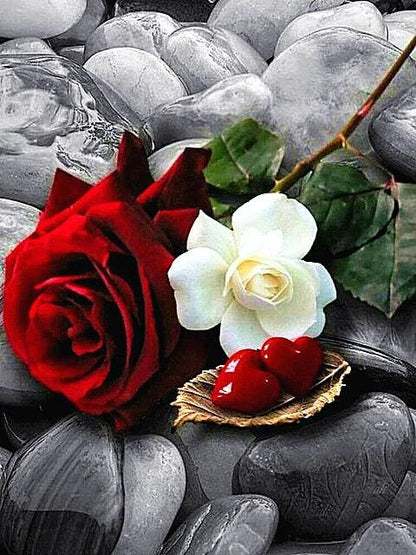 Ich Liebe Dich mit Rosen und Herzen - Diamond Painting Kreativsein.shop